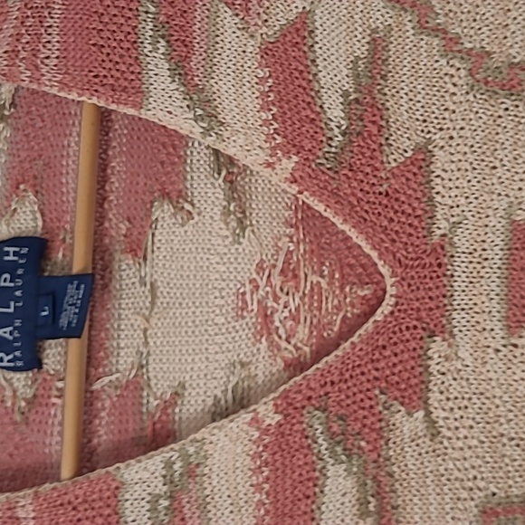 Soft Cotton Linen Knit Sweater Native Neutral Tan & Soft Colors Turquoise - Picture 3 of 5